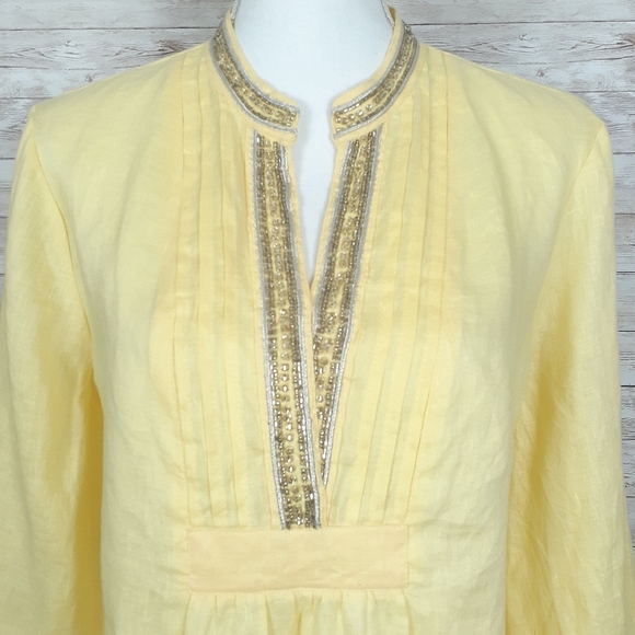 Charter Club Linen Top L Beaded 679 - Picture 3 of 8